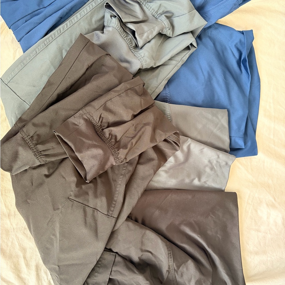 3 pack Med Couture maternity jogger Scrub Pants Bundle in navy, Gray, black